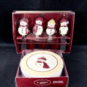 St Nicholas Square Snowman Spreaders (4) Coasters (4) Winter Wishes‎ Christmas